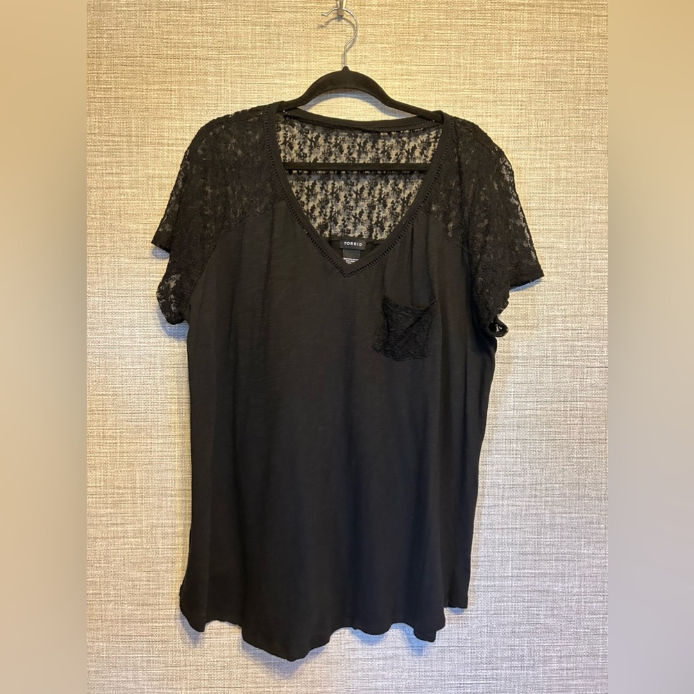 Torrid lace top v-neck black shirt 3
